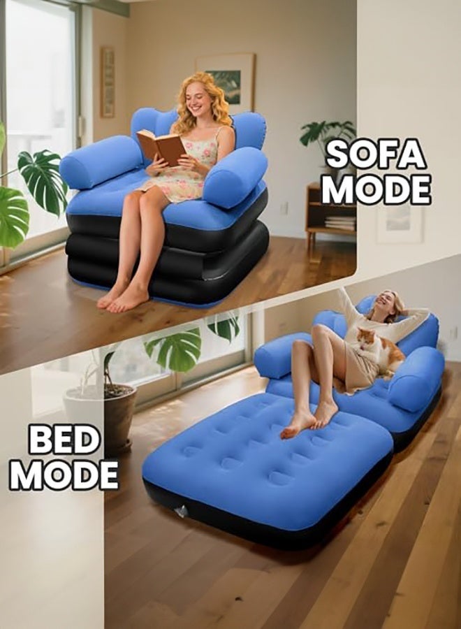 WALALLA Flocking Surface Air Couch for Camping & Indoor Use, Folding Portable Bed Chair for Adults with Quick Inflation, Durable Multi-Position Recliner - Image 2